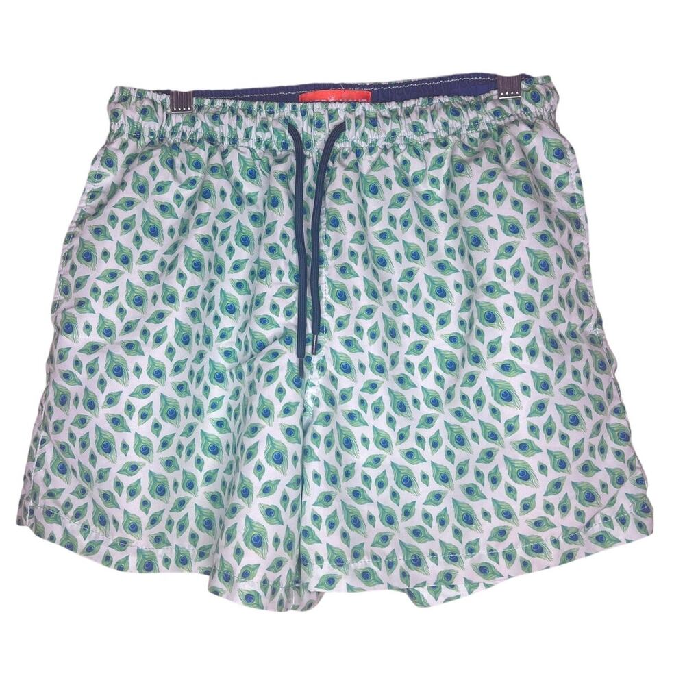 Happy Hour Men's Thigh Swim Trunk Size S Peacock feather print - SMALL
